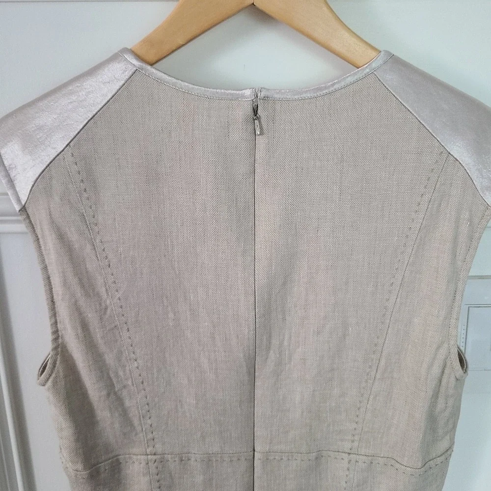 Bebe Beige Mixed Materials Gathered Bust Sheath Mini Dress 10‎ - Picture 5 of 7